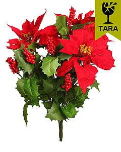 POINSETTIA Y MUERDAGO ARTIFICIAL 42CM CON TARA